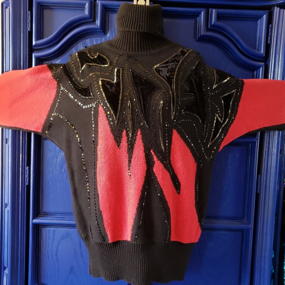 Vintage Velvet Sequin Beaded Maximalist Sweater - Picture 7 of 14